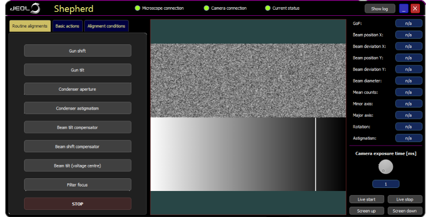 Shepherd beam diagnostics and alignment interface