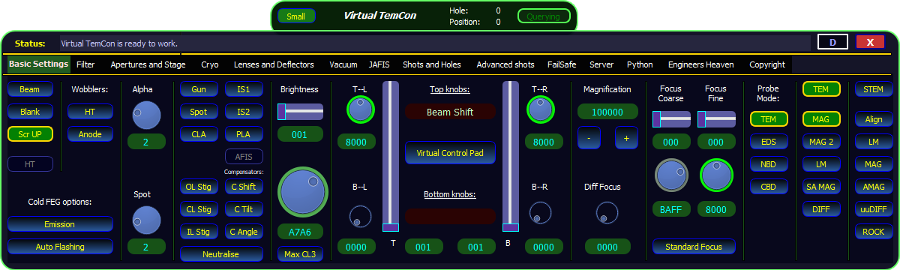Virtual TemCon control interface
